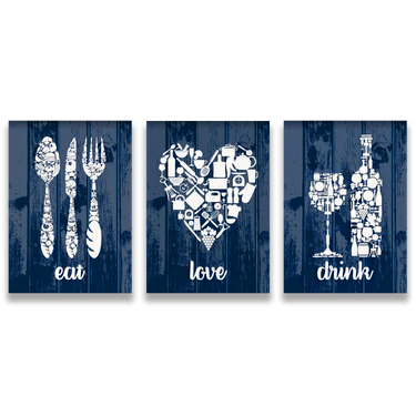 Gioia in Cucina – Trittico quadro su tela astratto moderno