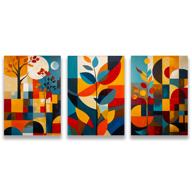 Metamorfosi Cromatica – Trittico quadro su tela astratto fiori moderno