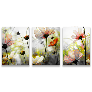 Nebbia Floreale – Trittico quadro su tela fiori