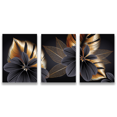 Fioritura Notturna – Trittico quadro su tela fiori