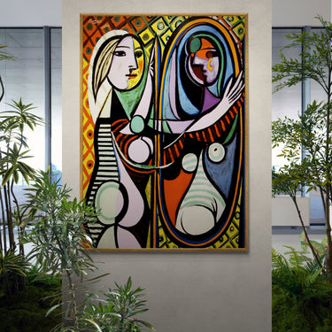 Ragazza allo specchio Picasso – Quadro su tela riproduzione d'arte donna verticale