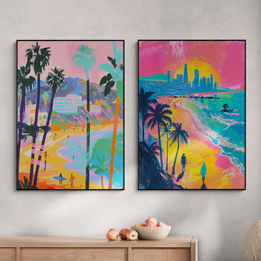 Cali Dream – Quadro su tela in 2 pezzi pop art paesaggio moderno